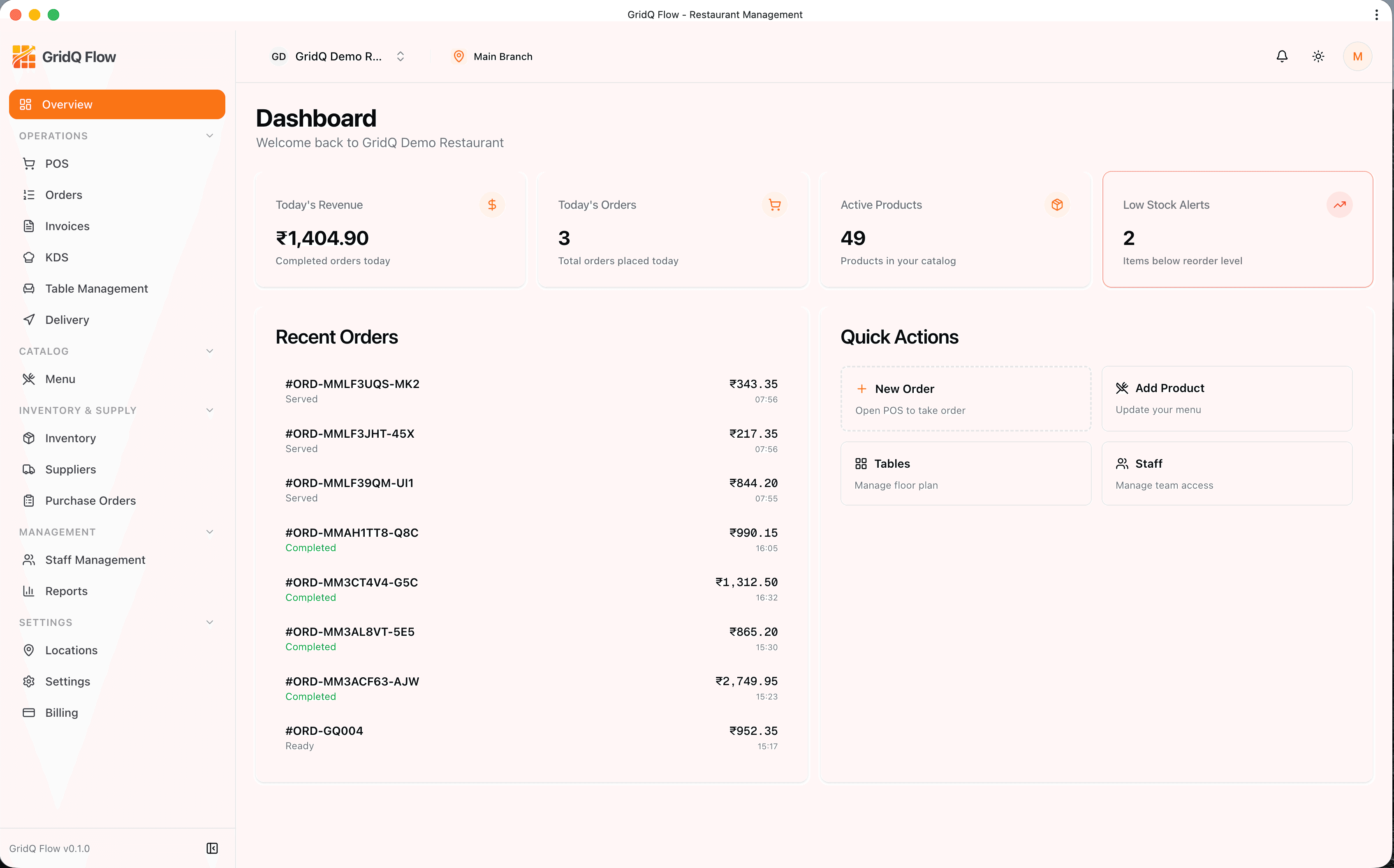 GridQ Flow Dashboard Interface
